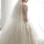 Luxe Champagne Transparentes La Mariée Robe De Mariée 2020 Robe Boule Col Haut 3/4 Manches Dos Nu Appliques En Dentelle Paillettes Perlage Cathedral Train Volants