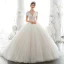 Luxury / Gorgeous Champagne Bridal Wedding Dresses 2020 Ball Gown See-through V-Neck Short Sleeve Backless Appliques Sequins Beading Cathedral Train Ruffle