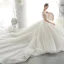 Luxury / Gorgeous Champagne Bridal Wedding Dresses 2020 Ball Gown See-through V-Neck Short Sleeve Backless Appliques Sequins Beading Cathedral Train Ruffle