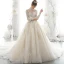Viktorianischer Stil Champagner Durchsichtige Brautkleider / Hochzeitskleider 2020 Ballkleid Stehkragen Geschwollenes Lange Ärmel Rückenfreies Applikationen Spitze Pailletten Handgefertigt Perlenstickerei Perle Kapelle-Schleppe Rüschen