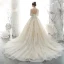 Viktorianischer Stil Champagner Durchsichtige Brautkleider / Hochzeitskleider 2020 Ballkleid Stehkragen Geschwollenes Lange Ärmel Rückenfreies Applikationen Spitze Pailletten Handgefertigt Perlenstickerei Perle Kapelle-Schleppe Rüschen