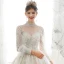 Viktorianischer Stil Champagner Durchsichtige Brautkleider / Hochzeitskleider 2020 Ballkleid Stehkragen Geschwollenes Lange Ärmel Rückenfreies Applikationen Spitze Pailletten Handgefertigt Perlenstickerei Perle Kapelle-Schleppe Rüschen
