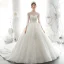 Style Victorien Ivoire Transparentes La Mariée Robe De Mariée 2020 Robe Boule Col Haut Gonflée 3/4 Manches Dos Nu Appliques Paillettes Perlage Cathedral Train Volants