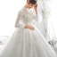 Style Victorien Ivoire Transparentes La Mariée Robe De Mariée 2020 Robe Boule Col Haut Gonflée 3/4 Manches Dos Nu Appliques Paillettes Perlage Cathedral Train Volants