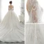 Style Victorien Ivoire Transparentes La Mariée Robe De Mariée 2020 Robe Boule Col Haut Gonflée 3/4 Manches Dos Nu Appliques Paillettes Perlage Cathedral Train Volants