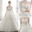 Style Victorien Ivoire Transparentes La Mariée Robe De Mariée 2020 Robe Boule Col Haut Gonflée 3/4 Manches Dos Nu Appliques Paillettes Perlage Cathedral Train Volants