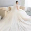 Illusion Champagne See-through Bridal Wedding Dresses 2020 Ball Gown High Neck Sleeveless Appliques Lace Beading Cathedral Train