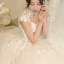 Illusion Champagne See-through Bridal Wedding Dresses 2020 Ball Gown High Neck Sleeveless Appliques Lace Beading Cathedral Train