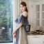 Chic / Belle Bleu Marine Dégradé De Couleur Rose Bonbon Transparentes Robe De Soirée 2020 Princesse Bretelles Spaghetti Manches Courtes Appliques Perlage Paillettes Glitter Tulle Longue Volants Dos Nu Robe De Ceremonie