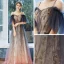 Chic / Belle Bleu Marine Dégradé De Couleur Rose Bonbon Transparentes Robe De Soirée 2020 Princesse Bretelles Spaghetti Manches Courtes Appliques Perlage Paillettes Glitter Tulle Longue Volants Dos Nu Robe De Ceremonie