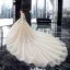 Luxe Champagne La Mariée Robe De Mariée 2020 Robe Boule Transparentes V-Cou Sans Manches Dos Nu Appliques En Dentelle Paillettes Perlage Glitter Tulle Royal Train Volants