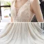Luxe Champagne La Mariée Robe De Mariée 2020 Robe Boule Transparentes V-Cou Sans Manches Dos Nu Appliques En Dentelle Paillettes Perlage Glitter Tulle Royal Train Volants