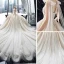 Luxe Champagne La Mariée Robe De Mariée 2020 Robe Boule Transparentes V-Cou Sans Manches Dos Nu Appliques En Dentelle Paillettes Perlage Glitter Tulle Royal Train Volants