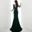 Illusion Vert Foncé Transparentes Robe De Soirée 2020 Trompette / Sirène V-Cou Manches Longues Appliques En Dentelle Perlage Train De Balayage Volants Dos Nu Robe De Ceremonie