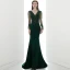 Illusion Vert Foncé Transparentes Robe De Soirée 2020 Trompette / Sirène V-Cou Manches Longues Appliques En Dentelle Perlage Train De Balayage Volants Dos Nu Robe De Ceremonie
