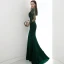 Illusion Vert Foncé Transparentes Robe De Soirée 2020 Trompette / Sirène V-Cou Manches Longues Appliques En Dentelle Perlage Train De Balayage Volants Dos Nu Robe De Ceremonie