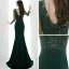 Illusion Vert Foncé Transparentes Robe De Soirée 2020 Trompette / Sirène V-Cou Manches Longues Appliques En Dentelle Perlage Train De Balayage Volants Dos Nu Robe De Ceremonie