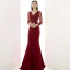 Illusion Bordeaux Transparentes Robe De Soirée 2020 Trompette / Sirène V-Cou Manches Longues Appliques En Dentelle Perlage Train De Balayage Volants Dos Nu Robe De Ceremonie