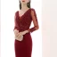 Illusion Bordeaux Transparentes Robe De Soirée 2020 Trompette / Sirène V-Cou Manches Longues Appliques En Dentelle Perlage Train De Balayage Volants Dos Nu Robe De Ceremonie