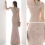 Scintillantes Paillettes Champagne Robe De Soirée 2020 Trompette / Sirène V-Cou Manches Longues Perlage Longue Robe De Ceremonie