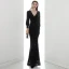 Scintillantes Noire Paillettes Robe De Soirée 2020 Trompette / Sirène V-Cou Gonflée Manches Longues Longue Robe De Ceremonie