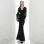Scintillantes Noire Paillettes Robe De Soirée 2020 Trompette / Sirène V-Cou Gonflée Manches Longues Longue Robe De Ceremonie