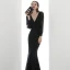 Scintillantes Noire Paillettes Robe De Soirée 2020 Trompette / Sirène V-Cou Gonflée Manches Longues Longue Robe De Ceremonie