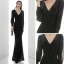 Scintillantes Noire Paillettes Robe De Soirée 2020 Trompette / Sirène V-Cou Gonflée Manches Longues Longue Robe De Ceremonie