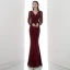 Sparkly Burgundy Sequins Evening Dresses  2020 Trumpet / Mermaid V-Neck 3/4 Sleeve Floor-Length / Long Formal Dresses