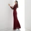 Sparkly Burgundy Sequins Evening Dresses  2020 Trumpet / Mermaid V-Neck 3/4 Sleeve Floor-Length / Long Formal Dresses