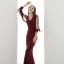 Sparkly Burgundy Sequins Evening Dresses  2020 Trumpet / Mermaid V-Neck 3/4 Sleeve Floor-Length / Long Formal Dresses