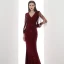 Sparkly Burgundy Sequins Evening Dresses  2020 Trumpet / Mermaid V-Neck 3/4 Sleeve Floor-Length / Long Formal Dresses