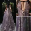 Fashion Grape See-through Evening Dresses  2020 A-Line / Princess Scoop Neck Sleeveless Beading Appliques Sequins Floor-Length / Long Ruffle Backless Formal Dresses