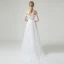 Haut de Gamme Champagne Jardin / Extérieur Robe De Mariée 2020 Princesse De l'épaule Manches Courtes Dos Nu Appliques En Dentelle Détachable Train De Balayage Volants