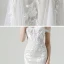 Haut de Gamme Champagne Jardin / Extérieur Robe De Mariée 2020 Princesse De l'épaule Manches Courtes Dos Nu Appliques En Dentelle Détachable Train De Balayage Volants