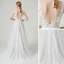 High-end White Outdoor / Garden Wedding Dresses 2020 A-Line / Princess V-Neck Sleeveless Backless Appliques Lace Flower Beading Pearl Floor-Length / Long Ruffle
