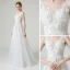 High-end White Outdoor / Garden Wedding Dresses 2020 A-Line / Princess V-Neck Sleeveless Backless Appliques Lace Flower Beading Pearl Floor-Length / Long Ruffle
