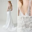 Haut de Gamme Blanche Satin La Mariée Robe De Mariée 2020 Trompette / Sirène V-Cou Sans Manches Dos Nu Appliques En Dentelle Perlage Train De Balayage Volants