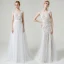Charmant Champagne Transparentes La Mariée Robe De Mariée 2020 Princesse Encolure Dégagée Sans Manches Appliques Paillettes Perlage Détachable Train De Balayage Volants