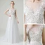 Charmant Champagne Transparentes La Mariée Robe De Mariée 2020 Princesse Encolure Dégagée Sans Manches Appliques Paillettes Perlage Détachable Train De Balayage Volants
