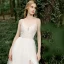 Blanche Jardin / Extérieur Légère Robe De Mariée 2020 Princesse Bretelles Spaghetti Sans Manches Dos Nu Tachetée Tulle Appliques En Dentelle Fendue devant Train De Balayage Volants