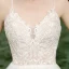 Blanche Jardin / Extérieur Légère Robe De Mariée 2020 Princesse Bretelles Spaghetti Sans Manches Dos Nu Tachetée Tulle Appliques En Dentelle Fendue devant Train De Balayage Volants