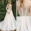 Illusion Champagne Jardin / Extérieur Transparentes Robe De Mariée 2020 Princesse Encolure Dégagée Sans Manches Ceinture Dos Nu Appliques En Dentelle Perlage Train De Balayage Volants