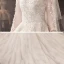 Schöne Champagner Hochzeits Brautkleider / Hochzeitskleider 2020 Ballkleid Durchsichtige V-Ausschnitt 3/4 Ärmel Rückenfreies Applikationen Spitze Perlenstickerei Kathedrale Schleppe Rüschen
