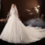 Vintage / Retro Champagne Bridal Wedding Dresses 2020 Ball Gown See-through High Neck 1/2 Sleeves Backless Beading Appliques Lace Sequins Cathedral Train Ruffle