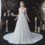 Erschwinglich Garten / Im Freien Weiß Brautkleider / Hochzeitskleider 2020 A Linie Spaghettiträger Ärmellos Rückenfreies Feder Glanz Polyester Stoffgürtel Hof-Schleppe