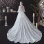 Vintage / Originale Blanche Été La Mariée Robe De Mariée 2020 Princesse Transparentes Col v profond Gonflée 3/4 Manches Dos Nu Perlage Glitter Tachetée Tulle Ceinture Tribunal Train Volants