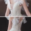 Chic / Belle Champagne La Mariée Robe De Mariée 2020 Princesse Transparentes Col v profond Sans Manches Dos Nu Noeud Appliques En Dentelle Perlage Tribunal Train
