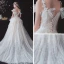 Chic / Belle Champagne La Mariée Robe De Mariée 2020 Princesse Transparentes Col v profond Sans Manches Dos Nu Noeud Appliques En Dentelle Perlage Tribunal Train