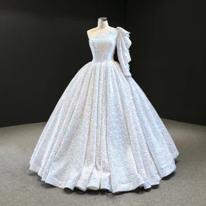 Luxus Herrlich Weiß Pailletten Ballkleider 2020 Ballkleid One Shoulder Ärmellos Lange Rückenfreies Festliche Kleider